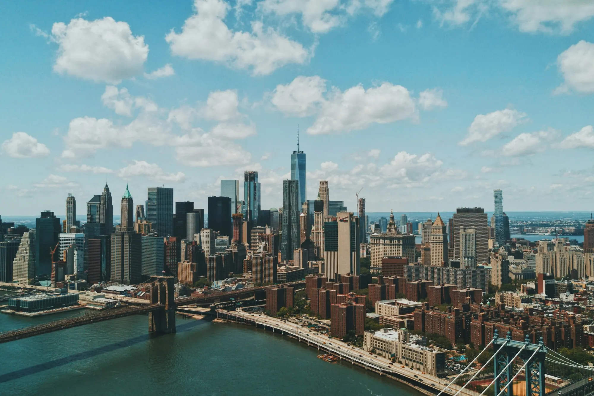 Lower Manhattan and the Brooklyn Bridge from the air